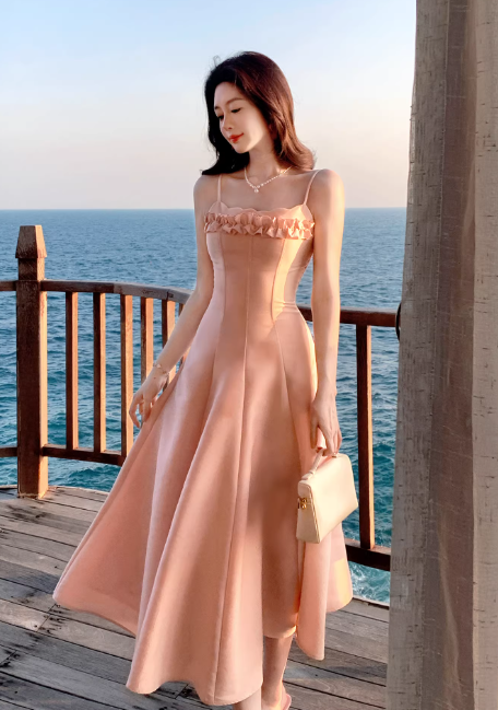 Elegantes orangefarbenes Ballkleid aus Satin, A-Linie, Spaghettiträger, ärmellos, Geburtstagskleid DP05224