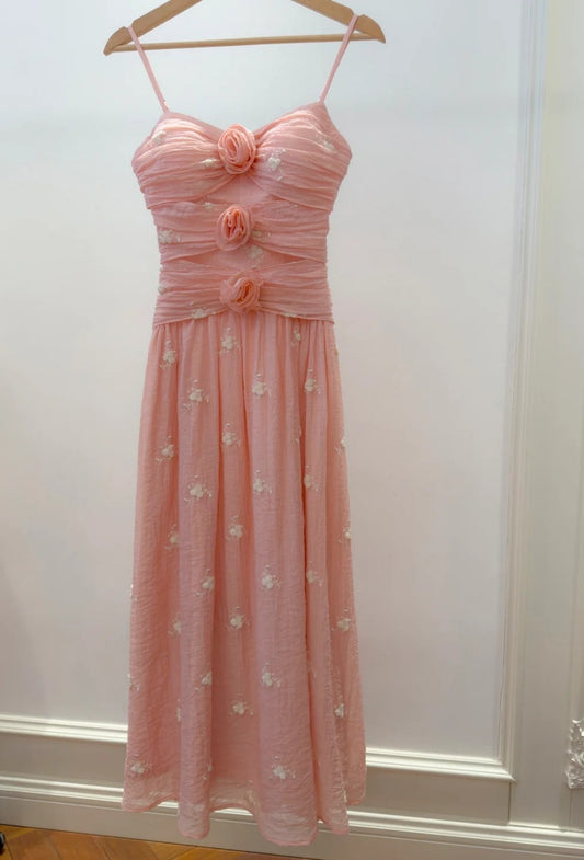 Elegantes rosa Ballkleid mit Perlenbesatz, Spaghettiträgern, Etuikleid, ärmellos, Geburtstagskleid DP05237