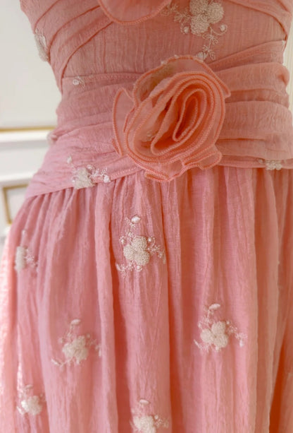 Classy Pink Prom Dress Beaded Spaghetti Straps Sheath Evening Dress Sleeveless Birthday Dress DP05237