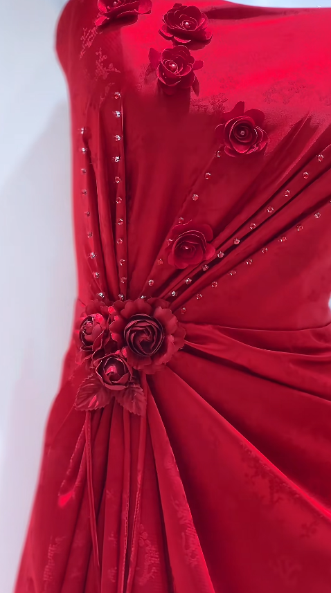 Elegant Burgundy Prom Dress Satin One-shoulder Sheath Evening Sleeveless Birthday Dress DP05257