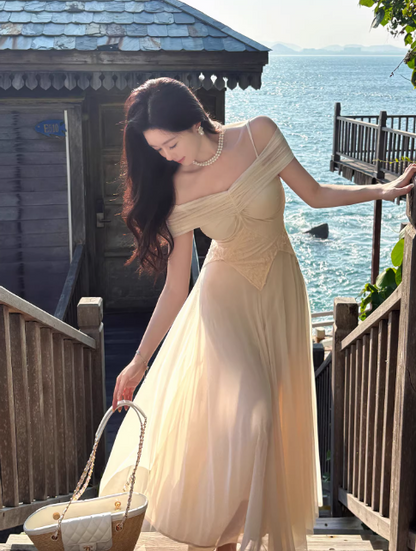 Fairy Apricot Prom Dress Chiffon Spaghetti Straps A-Line Birthday Dress DP05261