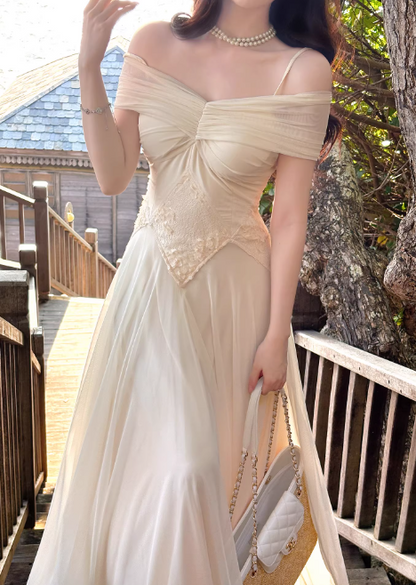Fairy Apricot Prom Dress Chiffon Spaghetti Straps A-Line Birthday Dress DP05261