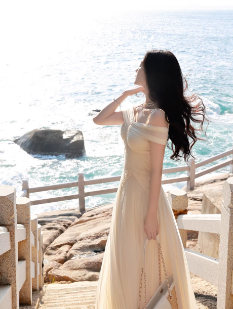 Fairy Apricot Prom Dress Chiffon Spaghetti Straps A-Line Birthday Dress DP05261