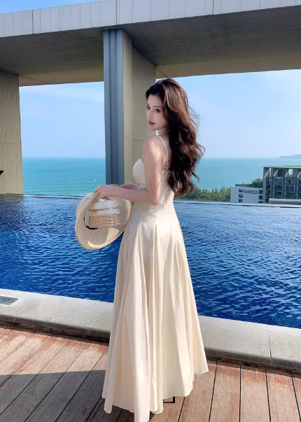 Chic White Prom Dress Satin Spaghetti Straps A-Line Long Evening Dress DP05265