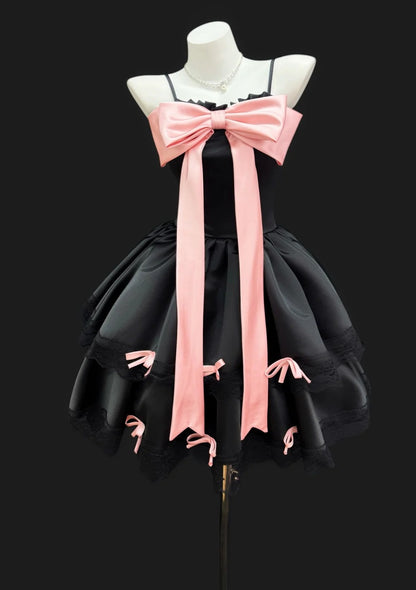 Sexy Black Prom Dress Spaghetti Straps Satin A-Line Short Party Dress DP05278