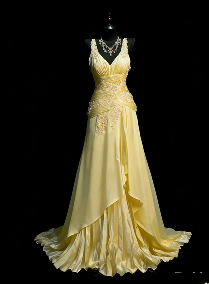 Classy Pink Prom Dress A-Line V-neck Satin Long Evening Dress Beaded Birthday Dress DP05343