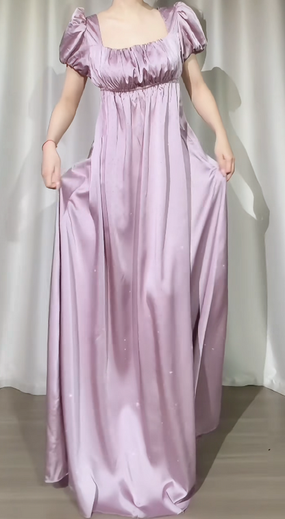 Chic Pink Prom Dress Imperial Satin Long Formal Dress DP05363