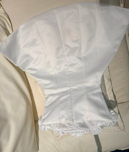 Simple White Party Dress Strapless A-line Birthday Dress Sleeveless Satin Cocktail Dress DP05395