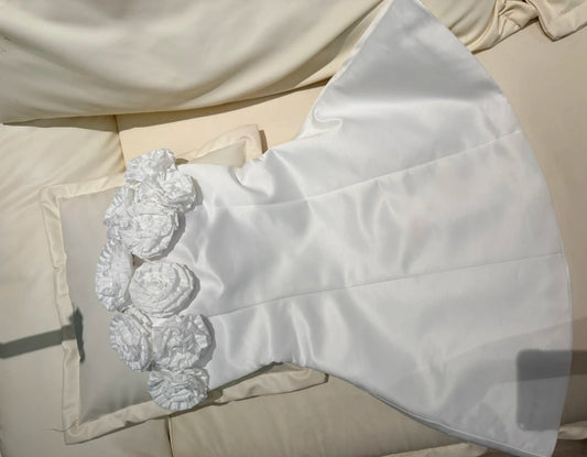 Simple White Party Dress Strapless A-line Birthday Dress Sleeveless Satin Cocktail Dress DP05395