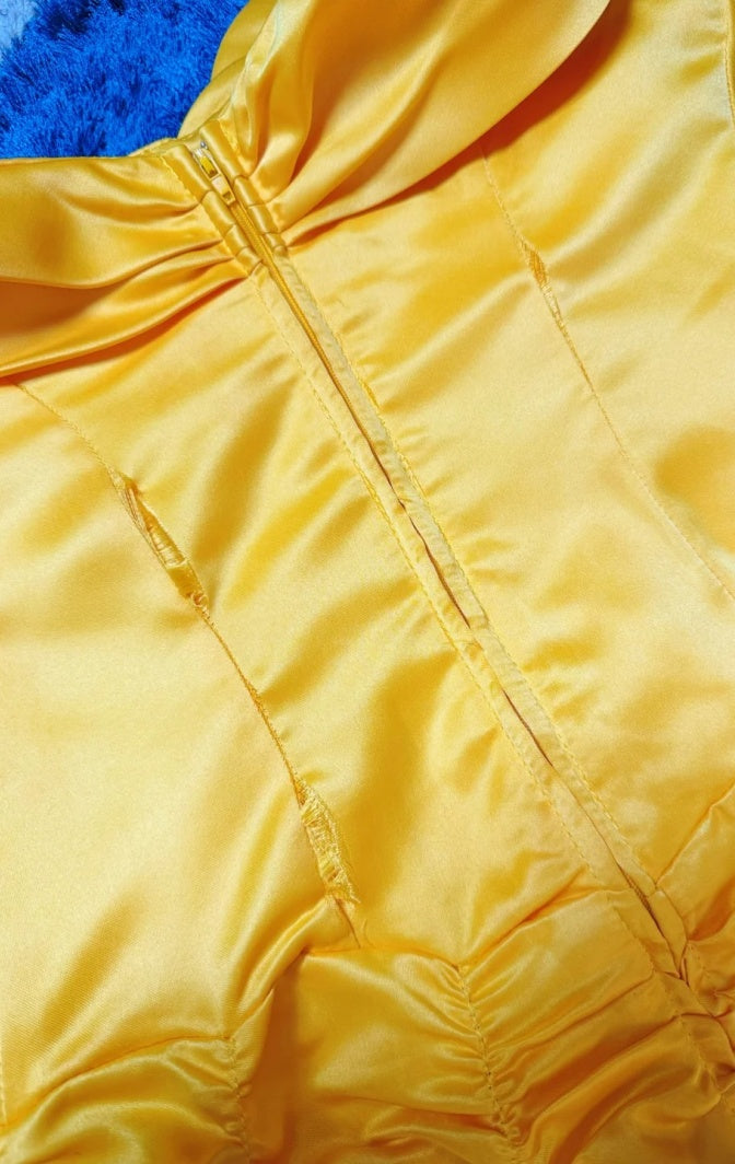 Gorgeous Yellow Quinceanera Dress Off-shoulder Ball Gown Satin Sweet 16 Dress Sleeveless Birthday Dress DP05404