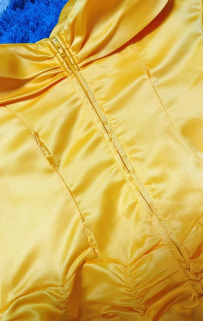 Gorgeous Yellow Quinceanera Dress Off-shoulder Ball Gown Satin Sweet 16 Dress Sleeveless Birthday Dress DP05404