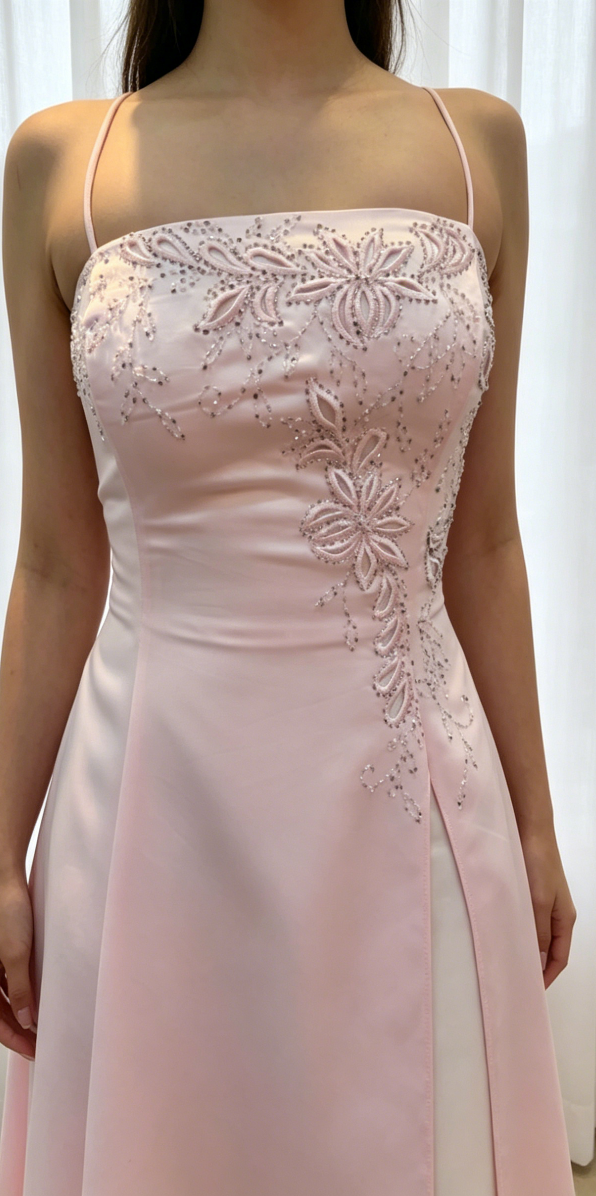 Chic Pink Prom Dress Spaghetti Straps Formal Dress  A-Line Satin Long Evening Dress  DP05416