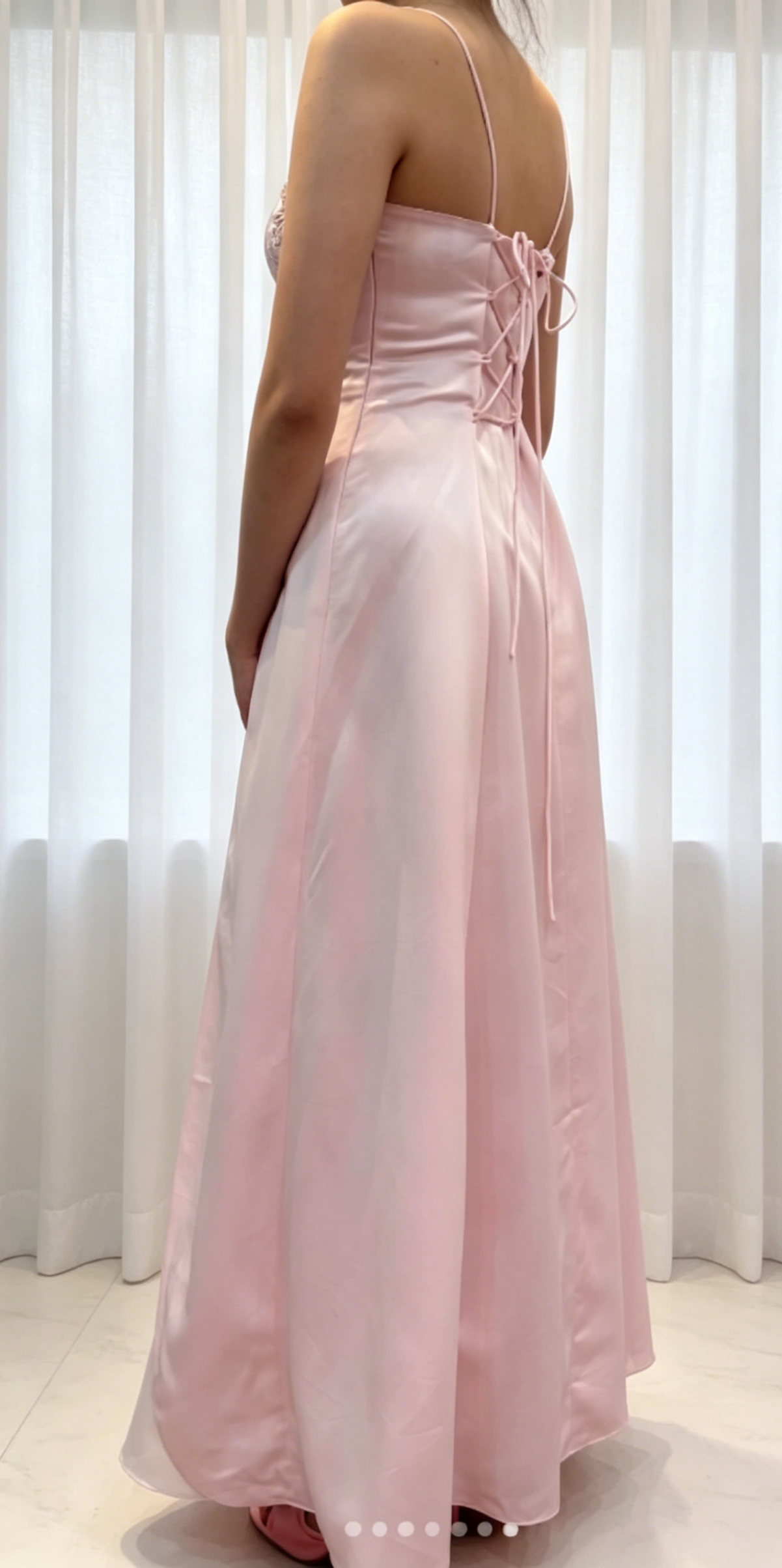 Chic Pink Prom Dress Spaghetti Straps Formal Dress  A-Line Satin Long Evening Dress  DP05416