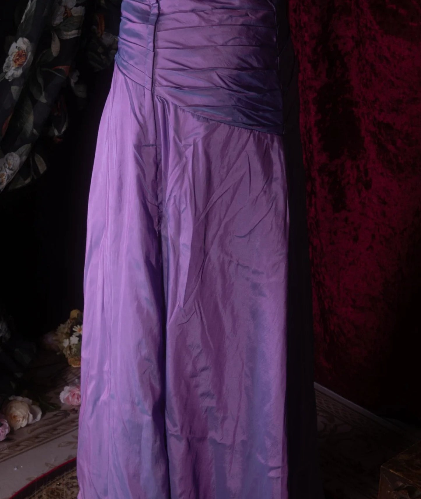 Chic Purple Prom Dress Strapless Sheath Satin Long Evening Dress DP05427