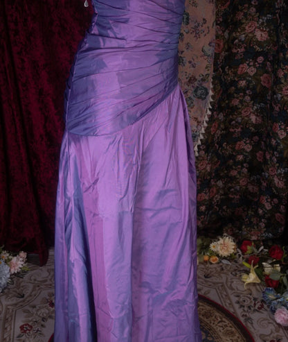 Chic Purple Prom Dress Strapless Sheath Satin Long Evening Dress DP05427