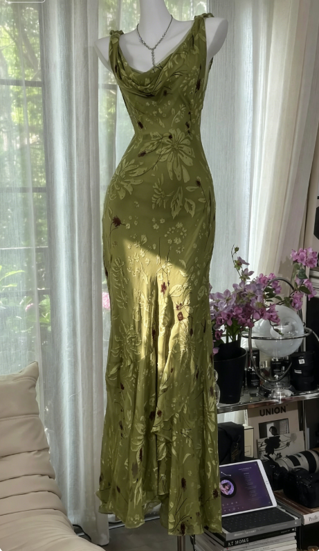 Robe de soirée longue en mousseline fourreau à bretelles élégantes, bleu, pour invitée de mariage DP05461