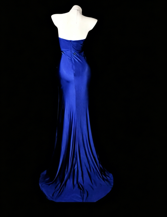 Fairy Sweetheart Sheath Long Evening Dress Blue Prom Dress Satin Formal Dress DP05469