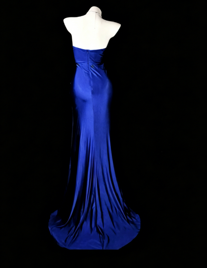 Fairy Sweetheart Sheath Long Evening Dress Blue Prom Dress Satin Formal Dress DP05469