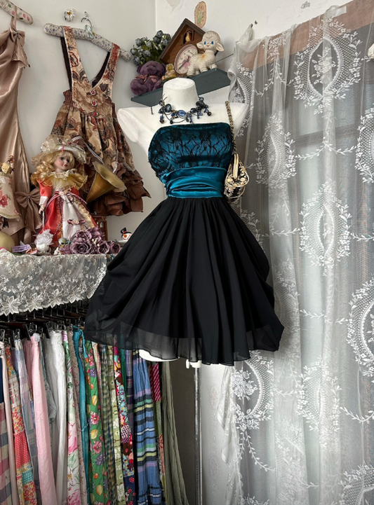 Sexy Strapless A-Line Birthday Dress Tulle Cocktail Dress Black Graduation Party Dress DP05483