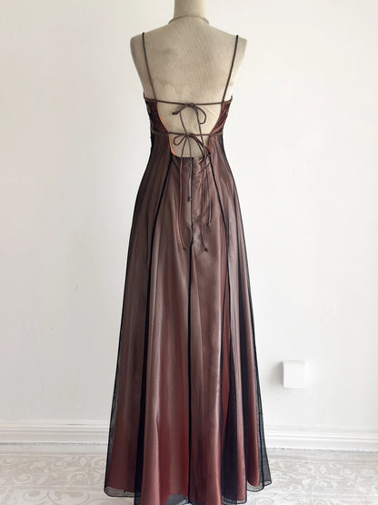 Elegant Spaghetti Straps Prom Dress A-Line Tulle Beaded Long Evening Dress DP05499