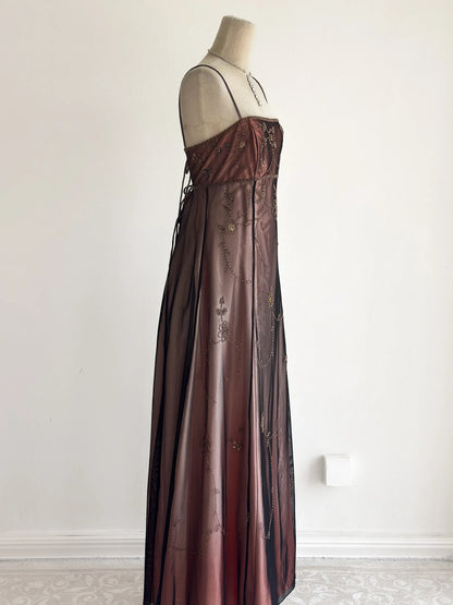 Elegant Spaghetti Straps Prom Dress A-Line Tulle Beaded Long Evening Dress DP05499