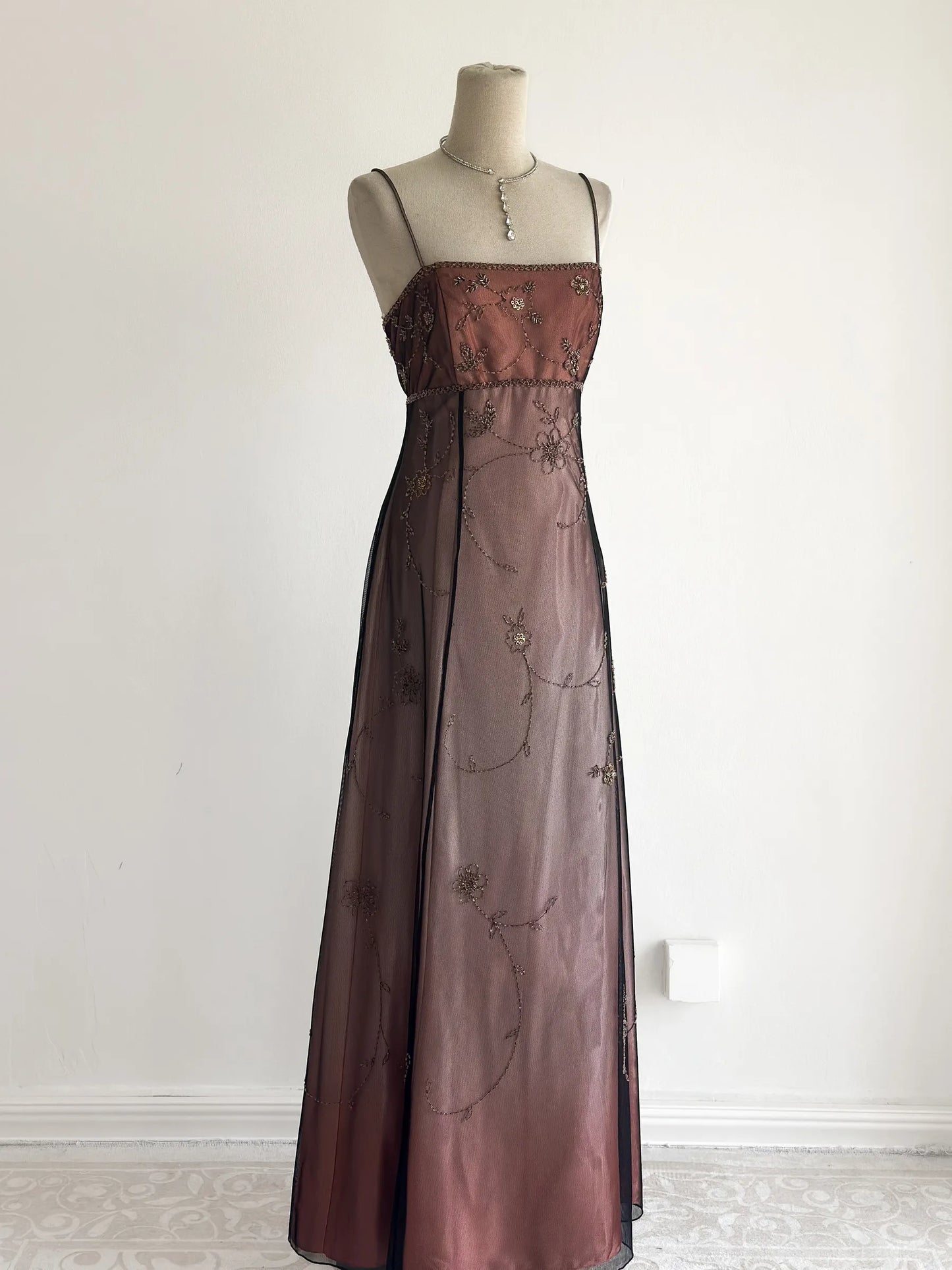 Elegant Spaghetti Straps Prom Dress A-Line Tulle Beaded Long Evening Dress DP05499