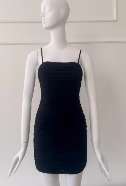 Elegant Spaghetti Straps Sheath Birthday Dress Tulle Graduation Party Dress Black Short Prom Dress  DP05509