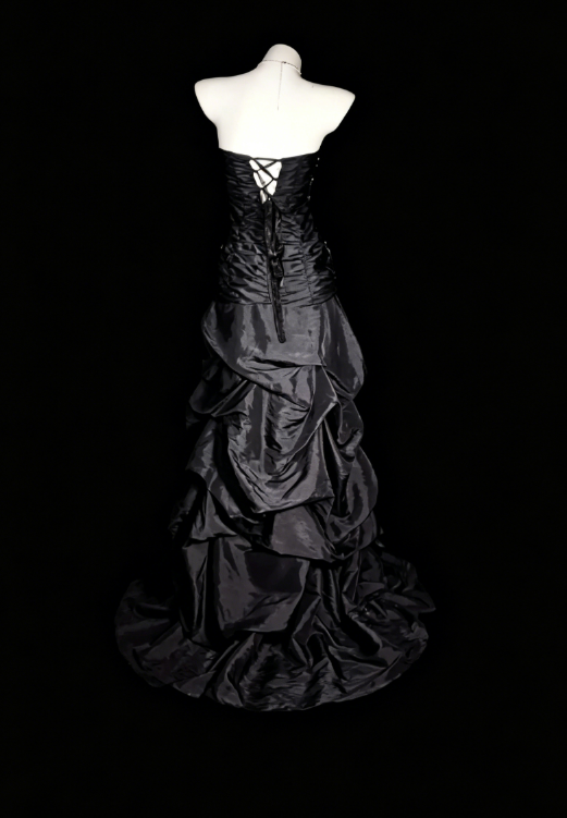 Elegant Strapless Sheath Satin Long Evening Dress Black Prom Dress DP05520