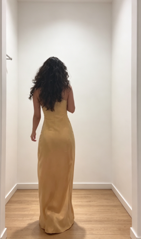 Chic Strapless Sheath Long Evening Dress Gold Birthday Dress Tulle Party Dress DP05547