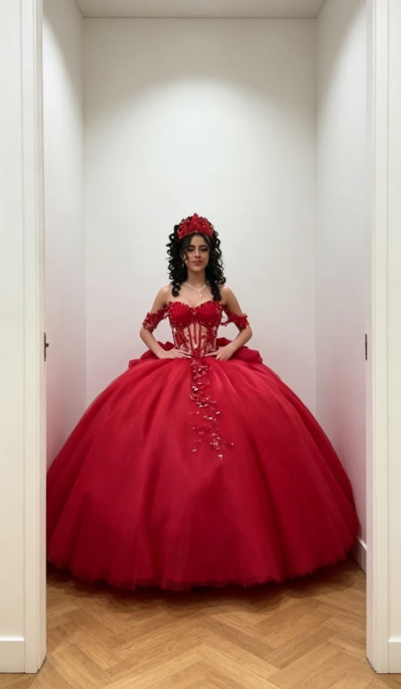 Chic Off-shoulder Ball Gown Birthday Dress Tulle Appliques Quinceanera Dress Burgundy Sweet 16 Dress  DP05559