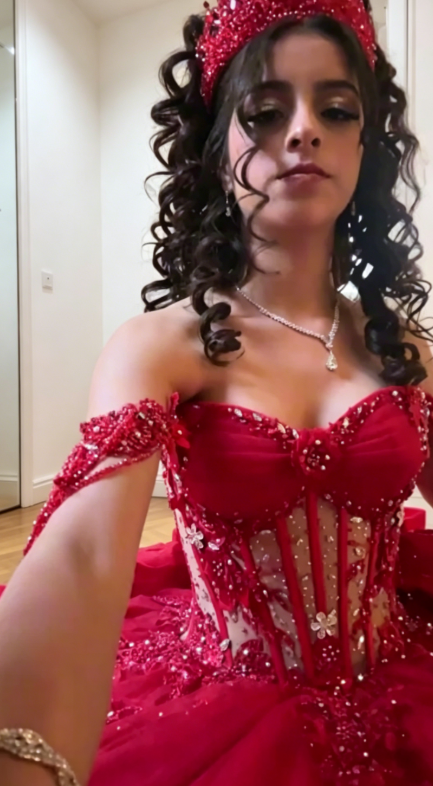 Chic Off-shoulder Ball Gown Birthday Dress Tulle Appliques Quinceanera Dress Burgundy Sweet 16 Dress  DP05559