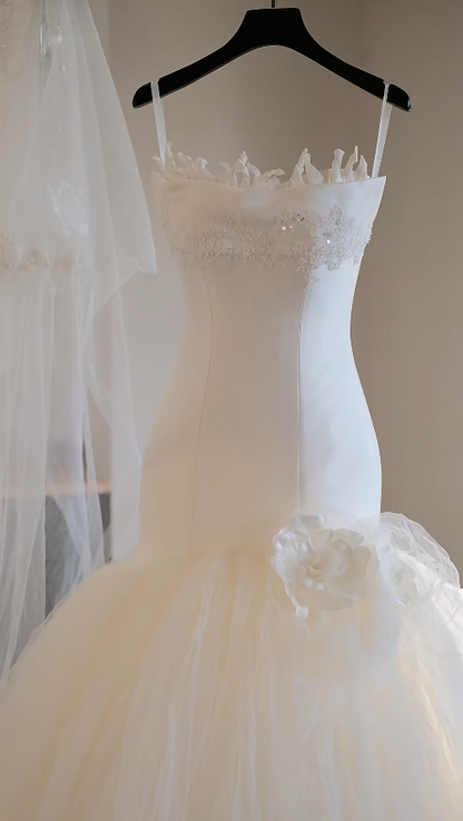 Robe de bal bustier intemporelle Robe de mariée longue en tulle Robe de mariée blanche DP05575