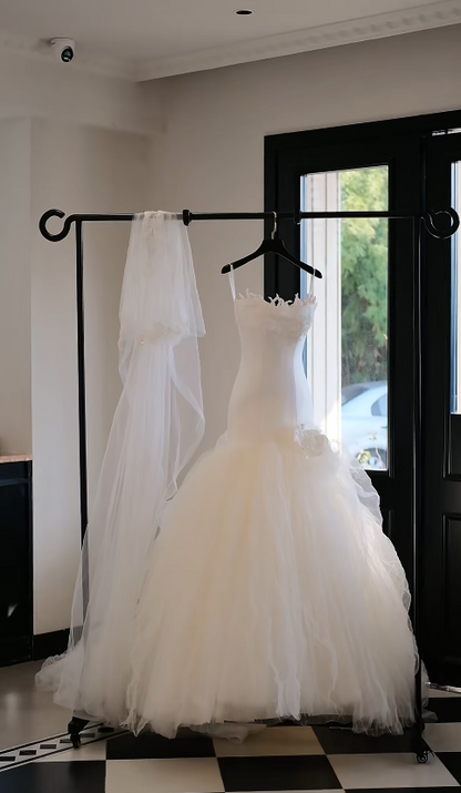 Robe de bal bustier intemporelle Robe de mariée longue en tulle Robe de mariée blanche DP05575