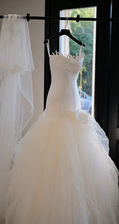Robe de bal bustier intemporelle Robe de mariée longue en tulle Robe de mariée blanche DP05575