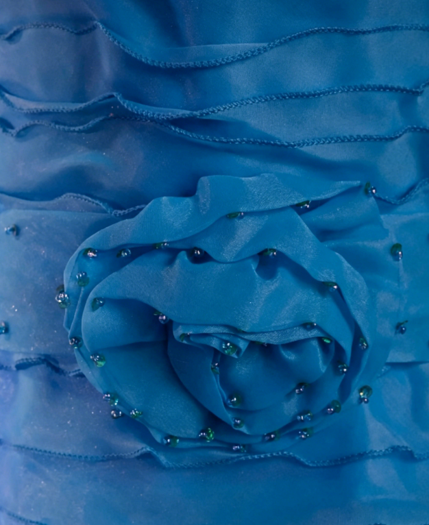 Chic Strapless Cocktail Dress A-Line Short Prom Dress Tulle Blue Birthday Dress DP05576