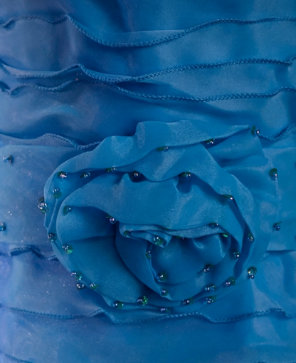 Chic Strapless Cocktail Dress A-Line Short Prom Dress Tulle Blue Birthday Dress DP05576