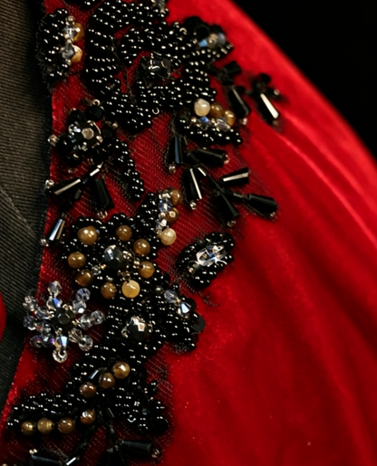 Chic Halter Sheath Velvet Long Evening Dress Red Prom Dress  DP05583