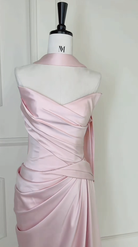 Gorgeous Sweetheart Sheath Satin Long Evening Dress Pink Prom Dress DP05590