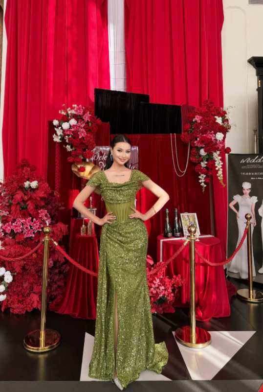 Fashion Sheath Tulle Sequins Long Evening Dress Olive Green Prom Dress DP05596