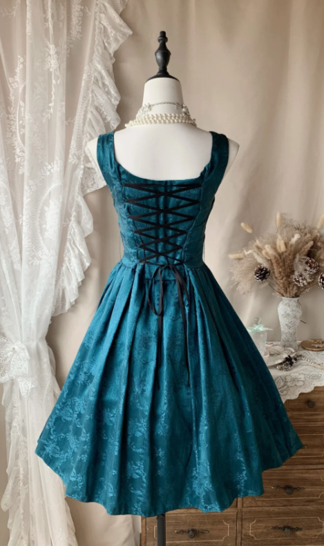 Chic Straps Birthday Dress A-Line Satin Cocktail Dress Teal Graduation Party Dress DP05612