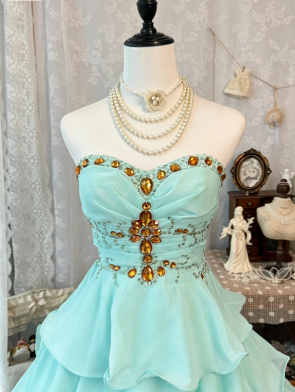 Chic Sweetheart Birthday Dress A-Line Chiffon Cocktail Dress Mint Green Graduation Party Dress DP05613