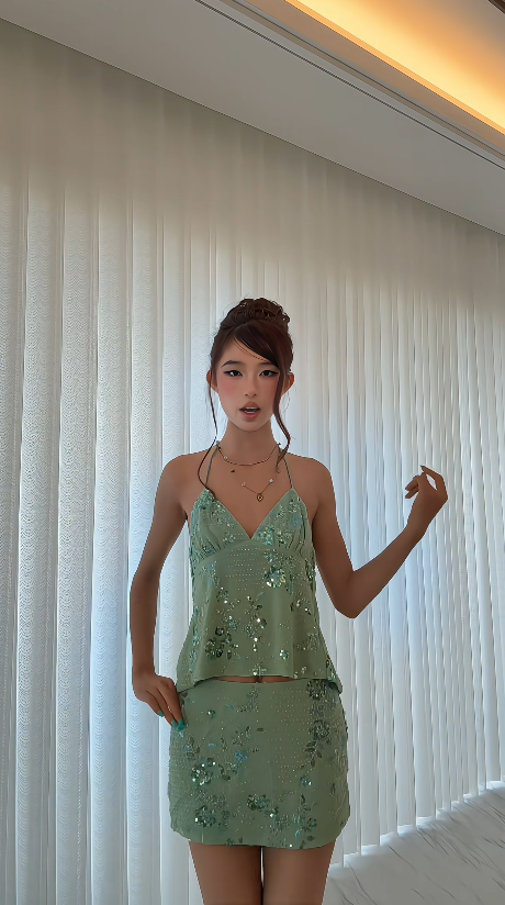 Gorgeous Straps Birthday Dress Sheath Satin Beaded Short  Evening Dress Green Prom Dress DP05629