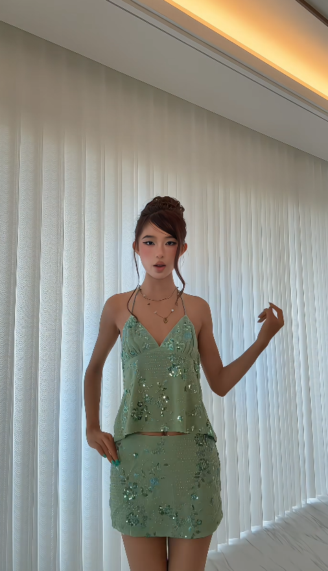 Gorgeous Straps Birthday Dress Sheath Satin Beaded Short  Evening Dress Green Prom Dress DP05629