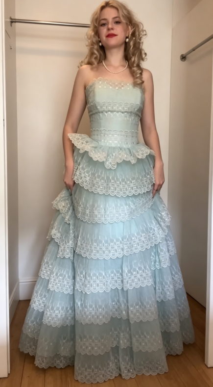 Elegant Strapless A-Line Tulle Long Evening Dress Tiffany Blue Prom Dress DP05641