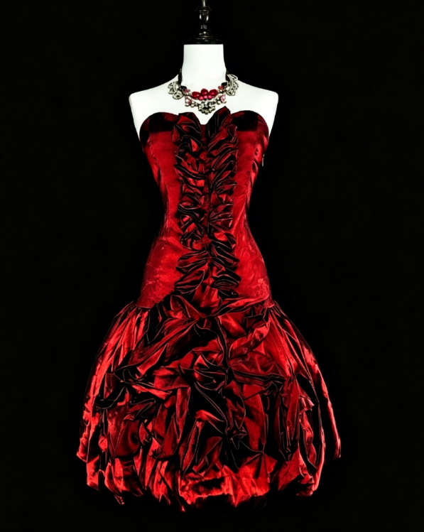 Mignonne Robe Courte de Bal A-ligne en Satin Sans Bretelles, Robe d'Anniversaire sans Manches, Robe de Cocktail Bourgogne DP05650