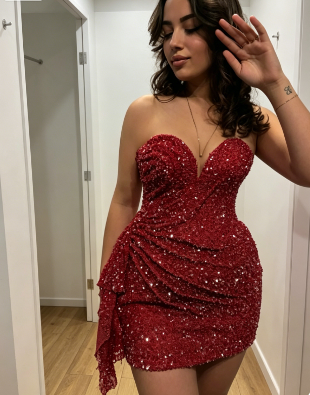 Robe de soirée moulante sexy avec paillettes, robe de bal de promo bordeaux, robe d'anniversaire DP05676