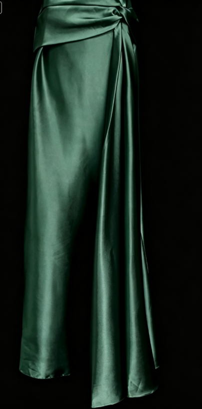 Simple Strapless Sheath Satin Long Evening Dress Green Prom Dress DP05689