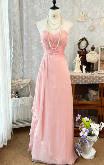 Elegant Pink Prom Dress Sweetheart Sheath Chiffon Long Evening Dress DP05697