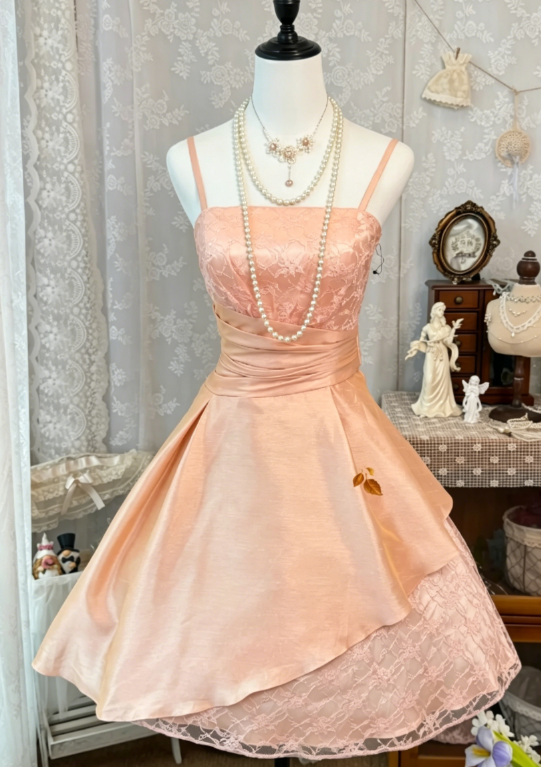 Chic Spaghetti Straps Short Prom Dress A-Line Satin Birthday Dress Blush Pink Graduation Party Dress DP05729