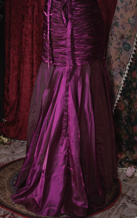 Glam Purple Prom Dress Strapless Sheath Satin Long Evening Dress DP05739